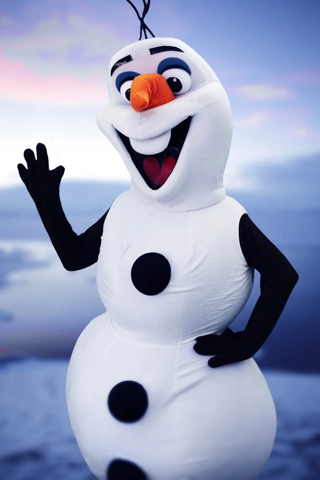 Snowman party character in Wilmington