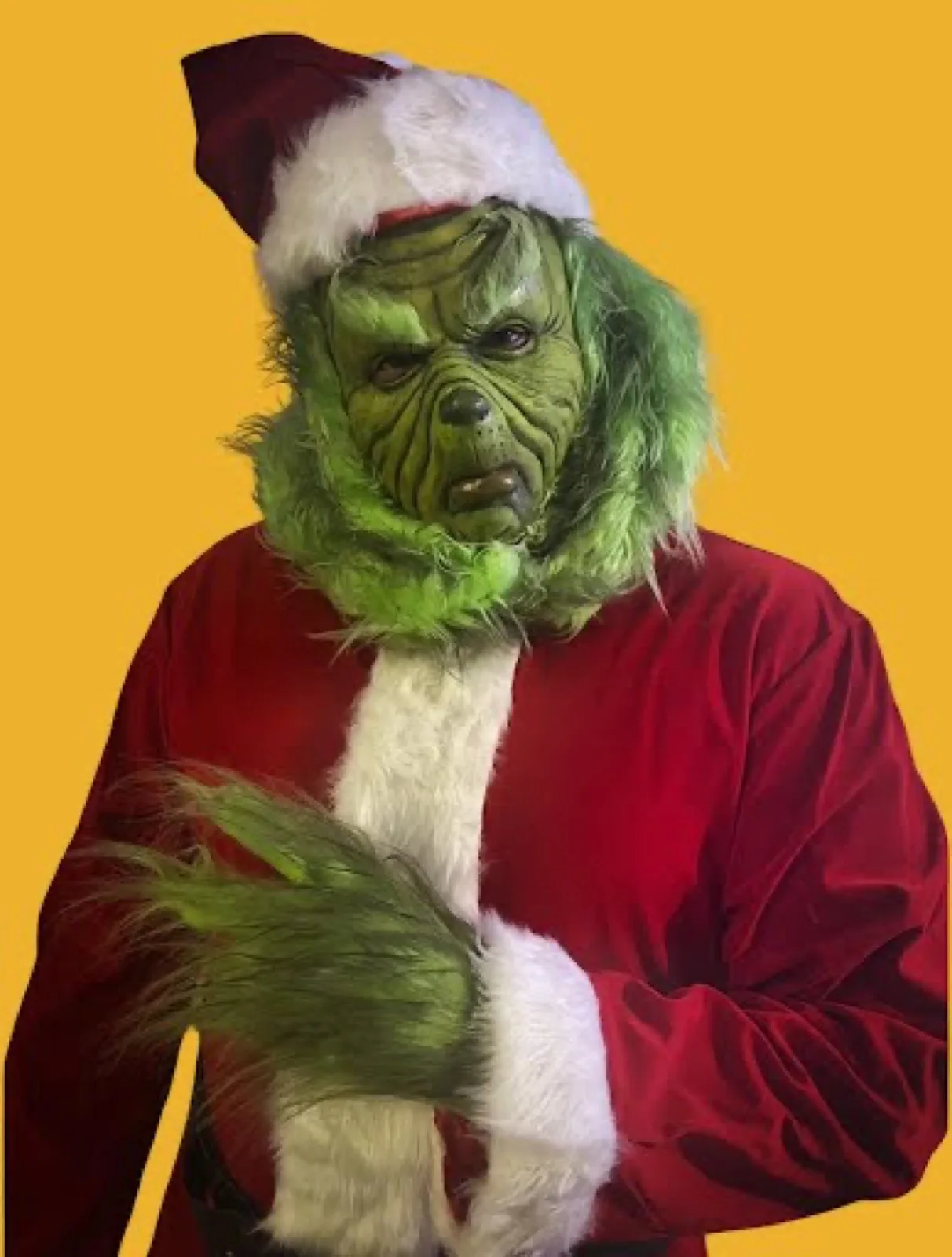 Holiday Grump party character in Wilmington